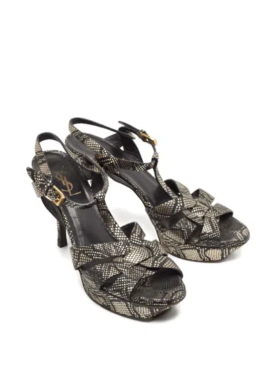 Pre-owned Saint Laurent 2024 Tribute Patent Leather Platform Sandals
