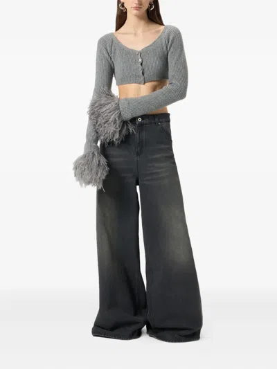 Blumarine Whiskering-effect Jeans In Black