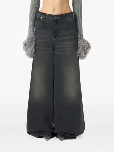 Blumarine Whiskering-effect Jeans In Black