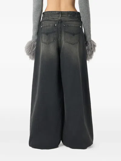 Blumarine Whiskering-effect Jeans In Black