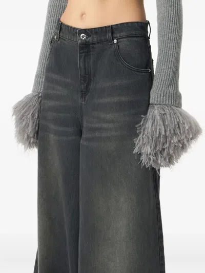 Blumarine Whiskering-effect Jeans In Black