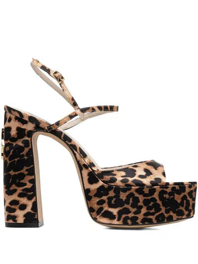 Naked Wolfe 130mm Fire Leopard-print Platform Sandals In Brown