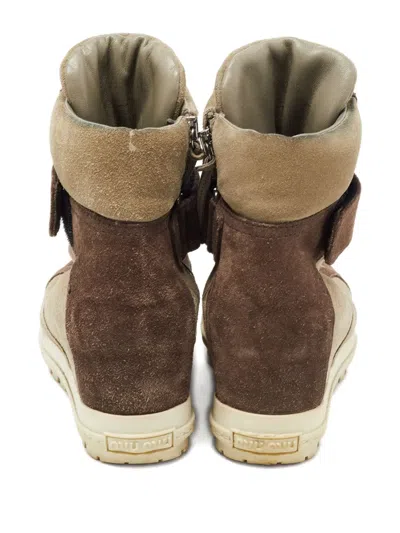 Pre-owned Miu Miu Suede Wedge Boots