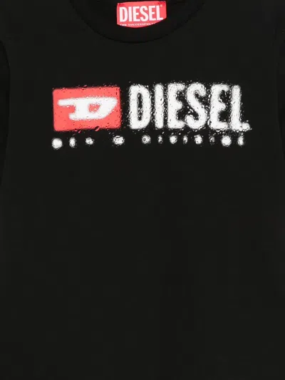 Diesel Distressed-effect Cotton T-shirt In Black