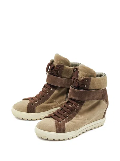 Pre-owned Miu Miu Suede Wedge Boots