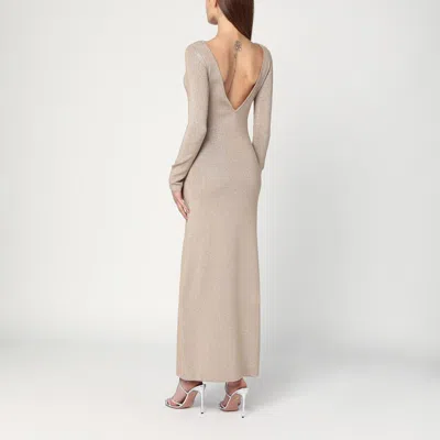 Max Mara Beige Dress In Viscose And Lurex Yarn