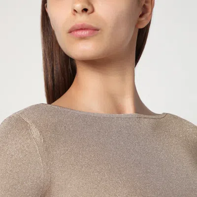 Max Mara Beige Dress In Viscose And Lurex Yarn