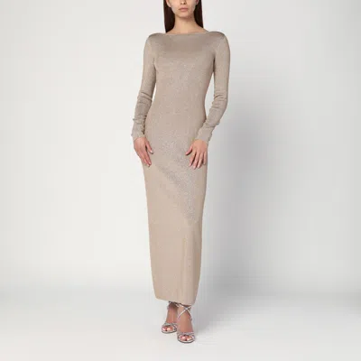 Max Mara Beige Dress In Viscose And Lurex Yarn