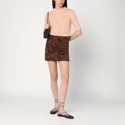 Chloé Peach-colored Top With Logo Embroidery
