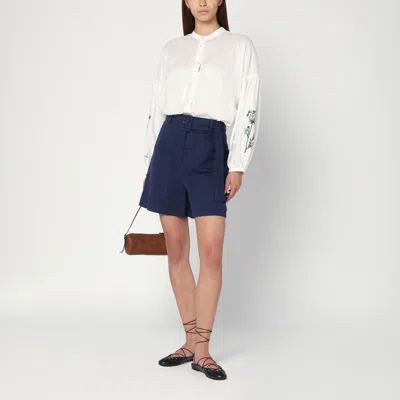 Weekend Max Mara Bermuda Blue In Cotton And Linen