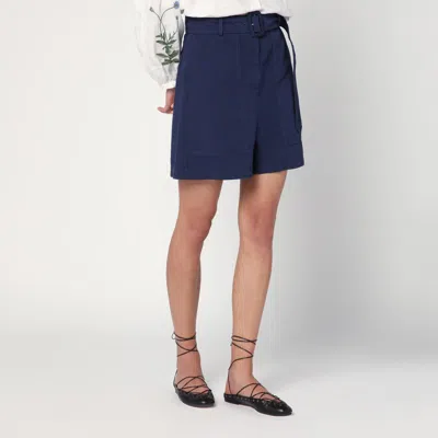 Weekend Max Mara Bermuda Blue In Cotton And Linen