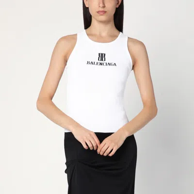 Balenciaga Logo-intarsia Sleeveless Tank Top In White
