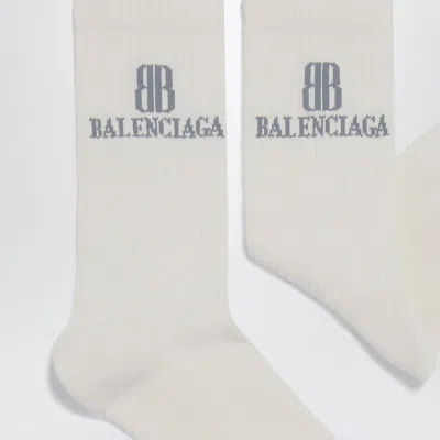 Balenciaga Nano Bb Socks In White Cotton Blend In White