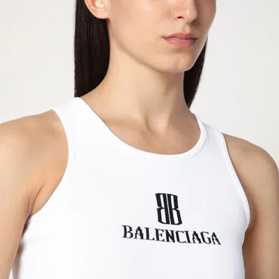 Balenciaga Logo-intarsia Sleeveless Tank Top In White