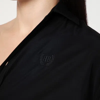 Balenciaga One-shoulder Black Shirt In Poplin