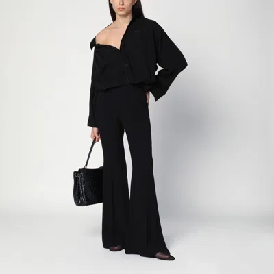 Balenciaga Black Pants With Belt Loops And Flared Leg In Viscose Woman
