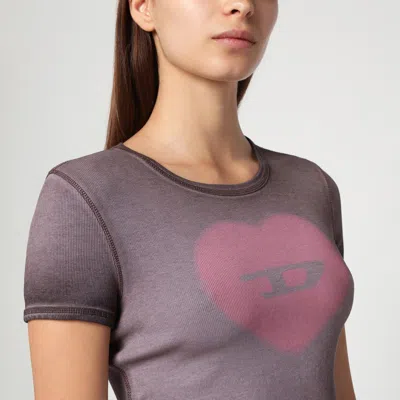 Diesel T-ele T-shirt In Washed Purple Stretch Cotton