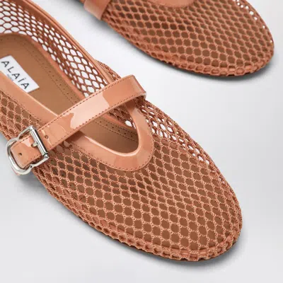 Alaïa Mesh Ballerina Shoes Blush Colour