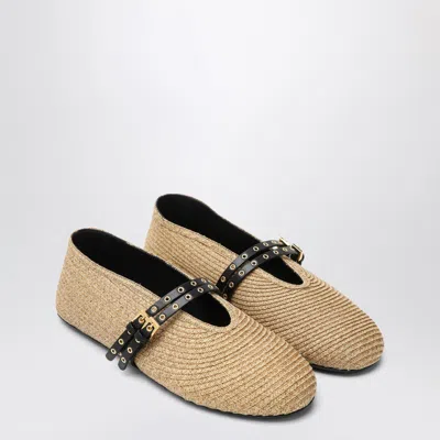 Alaïa Flat Ballerinas Natural Colour In Paper Straw