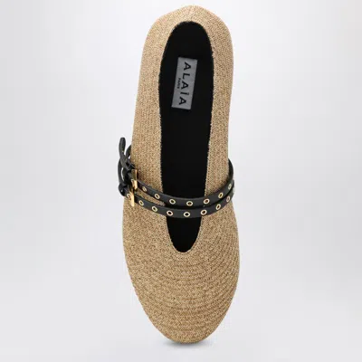 Alaïa Flat Ballerinas Natural Colour In Paper Straw