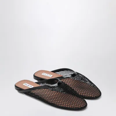 Alaïa Flat Mules Black In Mesh