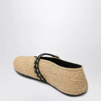Alaïa Flat Ballerinas Natural Colour In Paper Straw