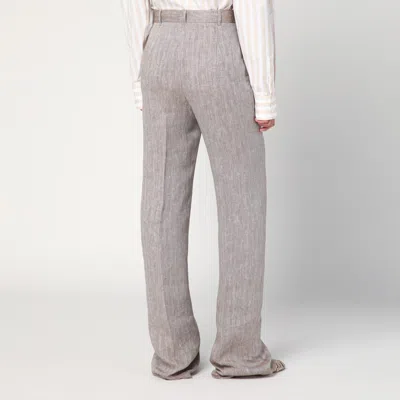 Max Mara Beige Straight Linen Pants