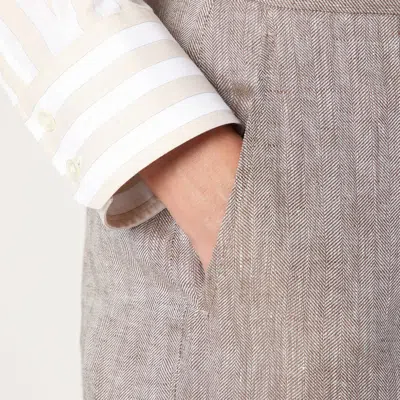 Max Mara Beige Straight Linen Pants