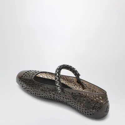 Jimmy Choo The Jelly Transparent Black Ballet Flats With Crystals