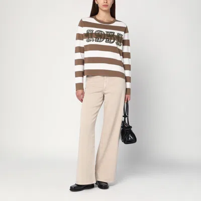 Max Mara Striped Wool Sweater With Embroidery
