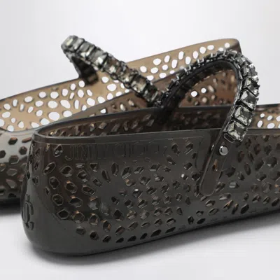Jimmy Choo The Jelly Transparent Black Ballet Flats With Crystals