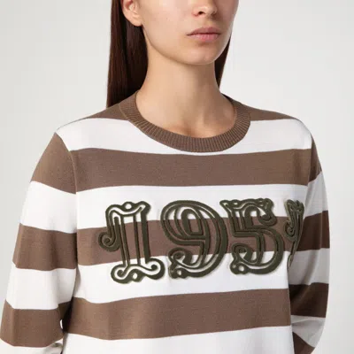 Max Mara Striped Wool Sweater With Embroidery
