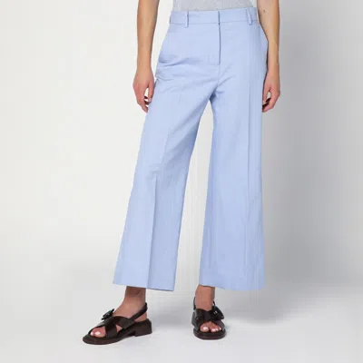 Weekend Max Mara Blue Cotton And Linen Pants