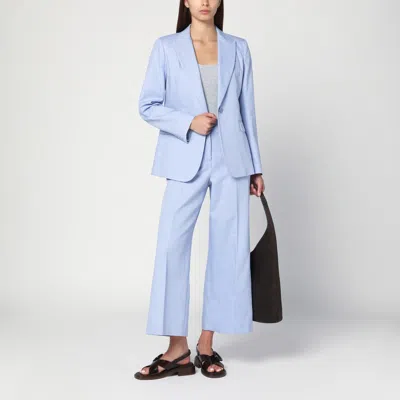 Weekend Max Mara Blue Cotton And Linen Pants