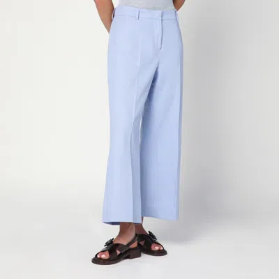 Weekend Max Mara Blue Cotton And Linen Pants