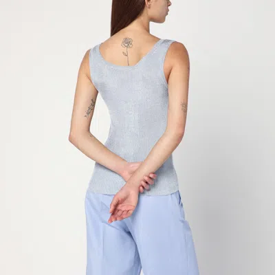 Max Mara Top Lurex Tank Top In Silver