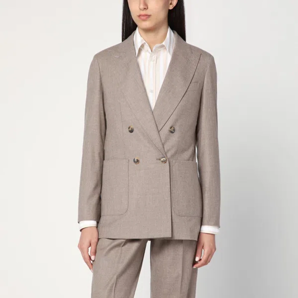 ジャケット MAX MARA DOUBLE-BREASTED CASHMERE JACKET IN DOVE COLOR Max Mara Double-breasted Cashmere Jacket In Dove Color Women