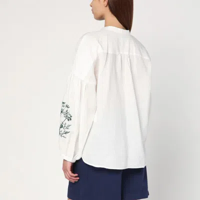 Weekend Max Mara Ecru Mandarin-collar Shirt In Linen