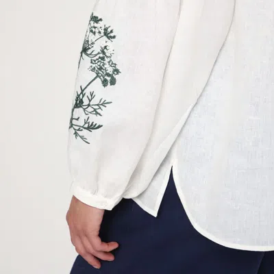 Weekend Max Mara Ecru Mandarin-collar Shirt In Linen