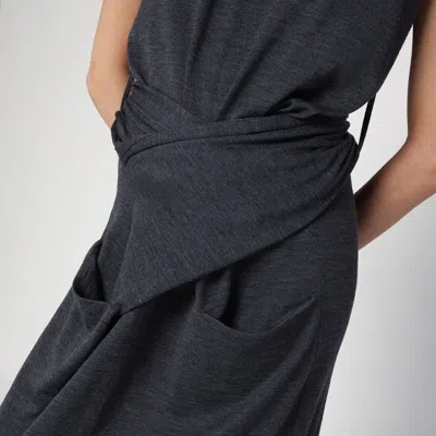 Jil Sander Gray Dress In Wool With Crossover Detail Women