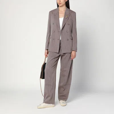 Golden Goose Light Brown Pants In Chevron Wool Blend