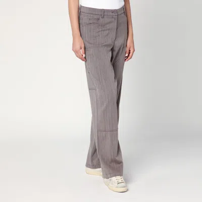 Golden Goose Light Brown Pants In Chevron Wool Blend