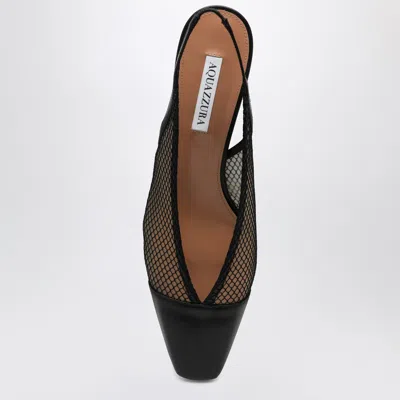 Aquazzura Margot 45 Leather And Mesh Slingback Pumps In Black