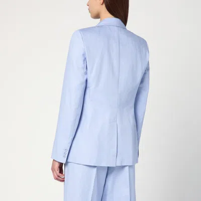 Weekend Max Mara Light Blue Single-breasted Jacket In Cotton And Linen