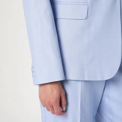 Weekend Max Mara Light Blue Single-breasted Jacket In Cotton And Linen