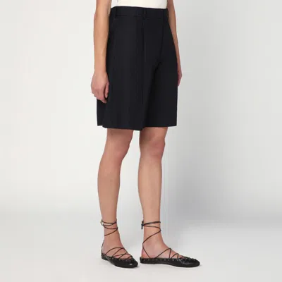 Weekend Max Mara Black Bermuda Shorts In Cotton And Linen