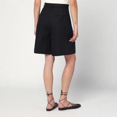 Weekend Max Mara Black Bermuda Shorts In Cotton And Linen