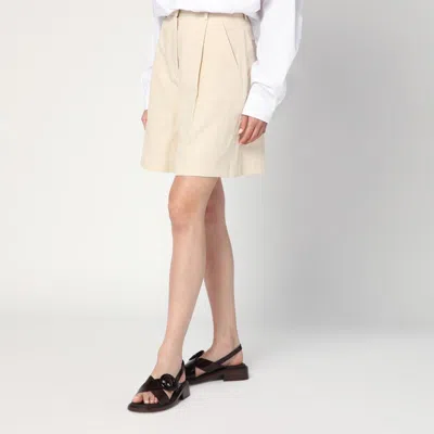 Weekend Max Mara Beige Bermuda Shorts In Cotton And Linen