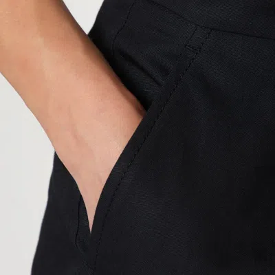 Weekend Max Mara Black Bermuda Shorts In Cotton And Linen
