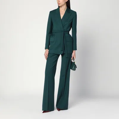 Max Mara Green Straight Trousers In Wool
